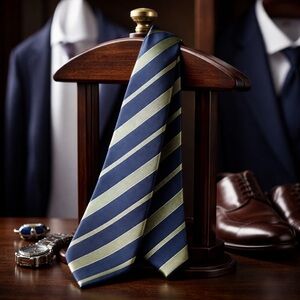 Classic Navy and Green Striped Tie